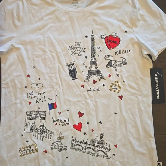 Karl Lagefeld Paris Themed T Shirt NWT - Picture 4 of 4